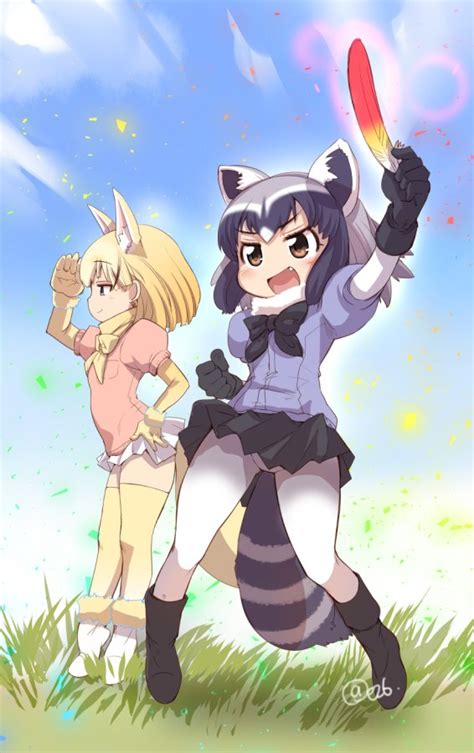 common raccoon and fennec kemono friends drawn by ez6