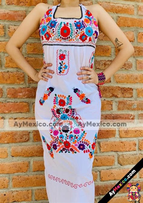 Rj00668 Vestido Artesanal Mexicano Para Mujer Hecho En Chiapas Color