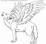 Winged Sketchite Wolves Female Lineart sketch template