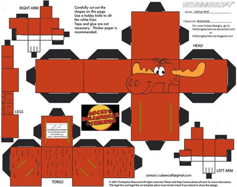 bullwinkle paper toy  printable papercraft templates
