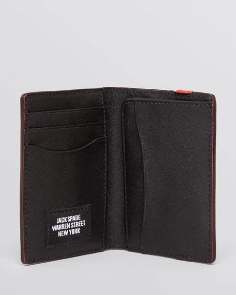 jack spade leather vertical bifold wallet  black  men blackred