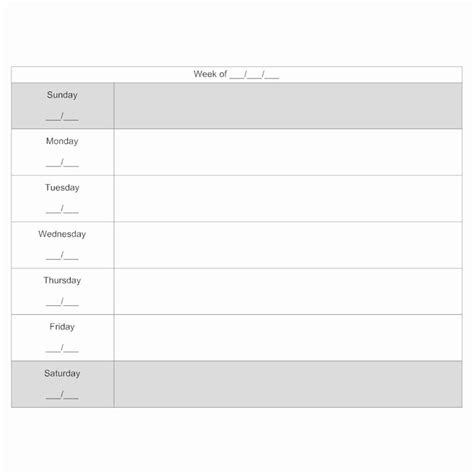 day schedule template lovely  day weekly planner template printable