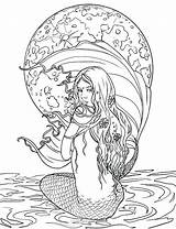 Coloring Mermaid Pages Adult Mermaids Adults Realistic Beautiful Cute Detailed Fantasy Fairy Color Printable Siren Sheets Mandala Book Easy Books sketch template