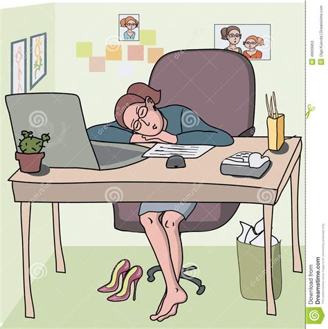 Woman Sleeping At Office Cabin Stock Vector Image 49939953