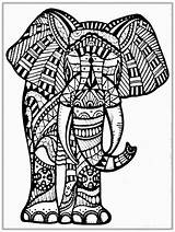 Coloring Pages Elephant Tribal Adult Printable Animal Adults Drawing Mandala Big Face Abstract Color Clipart Flower Animals Dover African Pencil sketch template