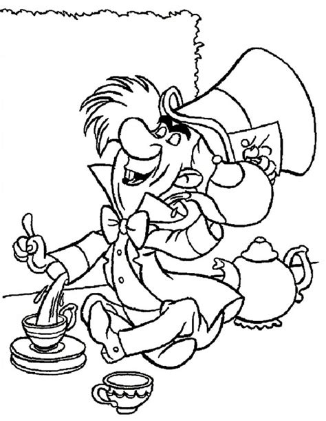 mad hatters tea party  colouring pages