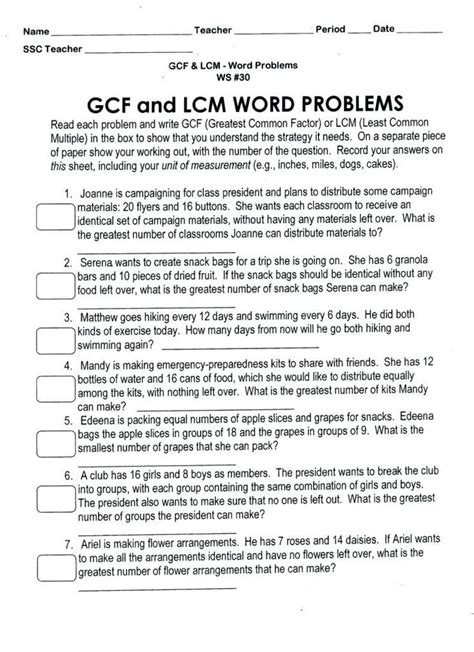 lcm word problems  grade lcm worksheets leonestarexpress word