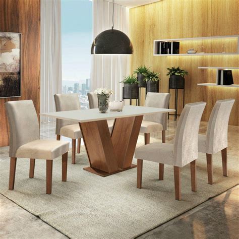 conjunto sala de jantar mesa classic cm   cadeiras classic cel