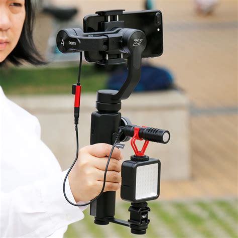 zhiyun smooth   dji osmo mobile  gimbal shooting setup vlogging boya  mm microphone ulanzi