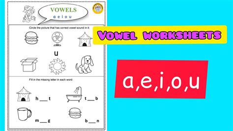 vowel worksheets  preschool youtube