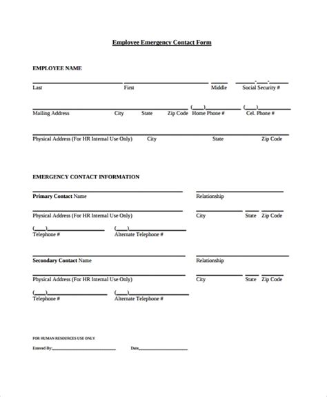 sample contact forms   ms word