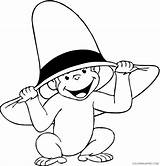 Curious George Hat Yellow Coloring4free Coloring Pages Wearing Related Posts sketch template