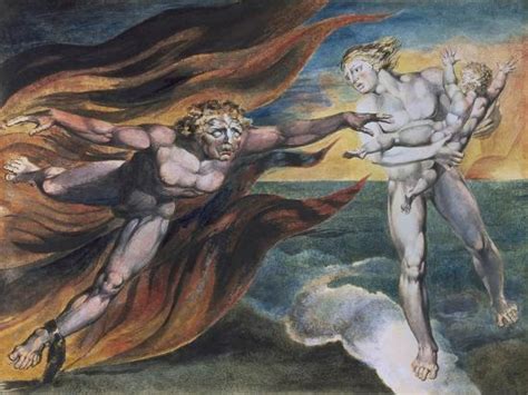 the good and evil angels giclee print by william blake