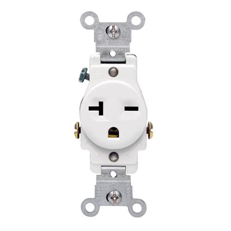 leviton  amp commercial grade double pole single outlet white   ws  home depot