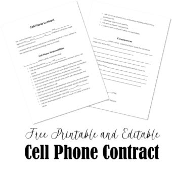 printable  editable cell phone contract  teens