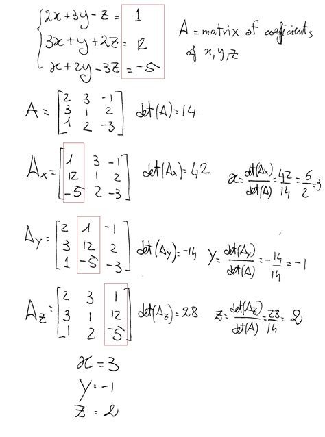 How Do You Solve 2x 3y Z 1 3x Y 2z 12 And X 2y 3z