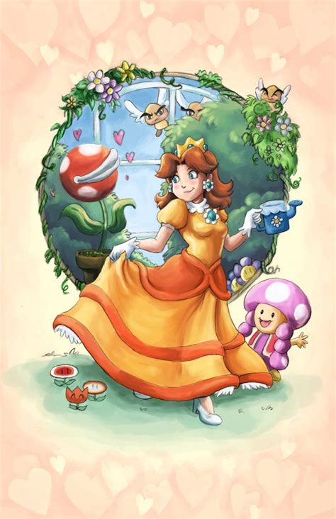 princess daisy in he garden she is with toadette piranha plant and a few para goombas