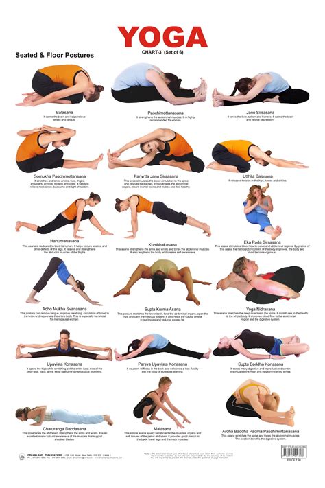yoga chart  seated floor postures educational charts