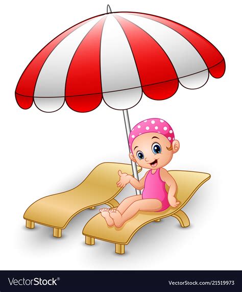 cartoon girl relaxing on beach chair royalty free vector