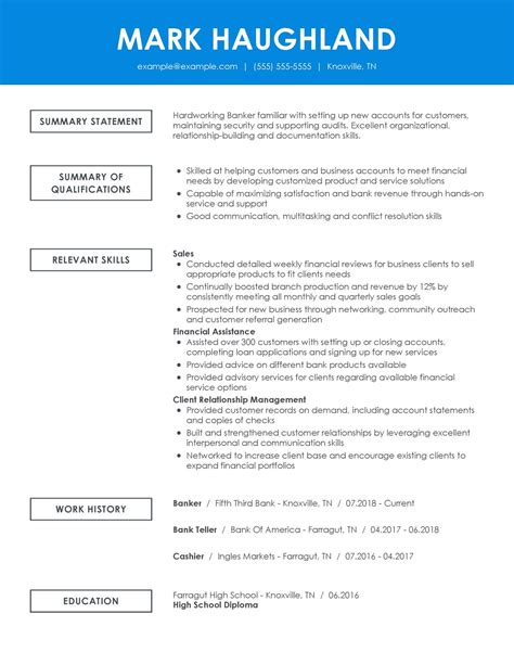 banking resume examples livecareer