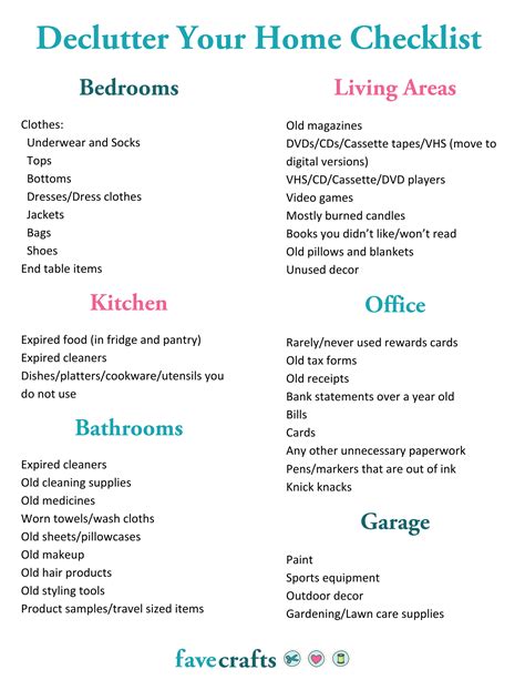 declutter  home checklist  spring cleaning organization clutter