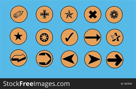 everyday symbols bordered  circles  stock images