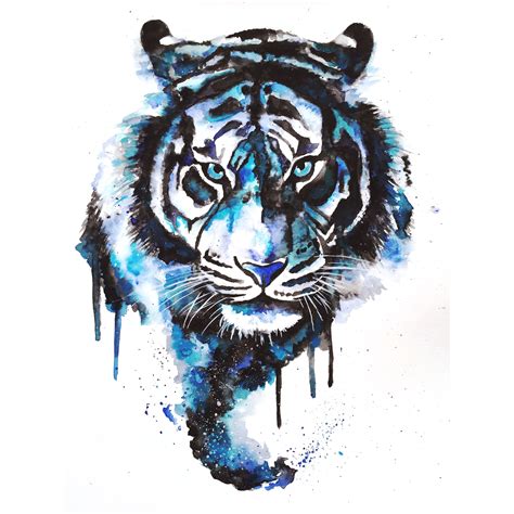 blue tiger  colors   wild watercolor art pinterest blue
