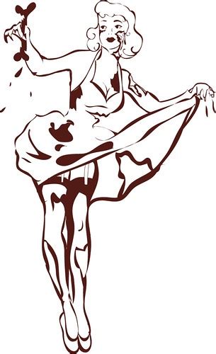 Zombie Pin Up Girl Vector Line Art For Pin Up Zombie