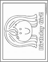 Birthday Coloring Pages Happy Girl Printable Sheets Colorwithfuzzy sketch template