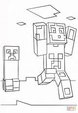 Coloring Minecraft Steve Creeper Pages sketch template