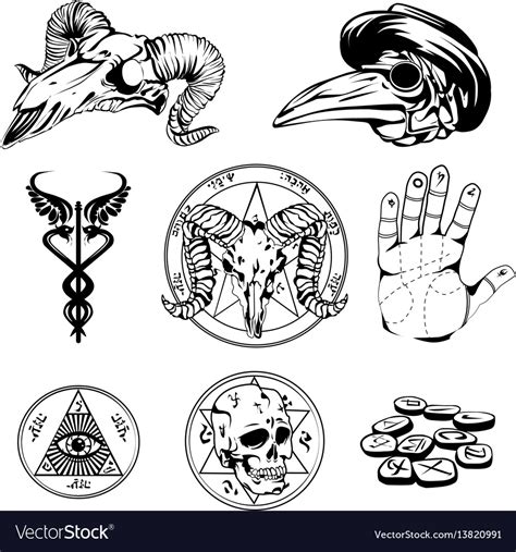 sketch set  esoteric symbols  occult vector image