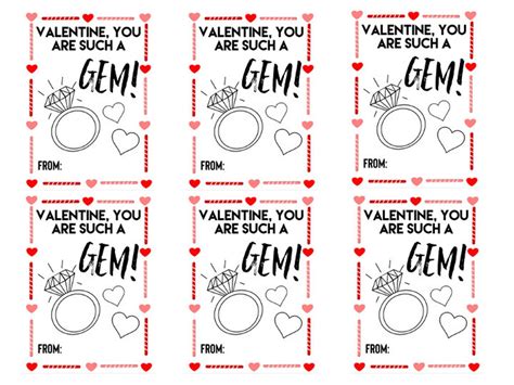 ring pop printable valentine youre   gem class etsy