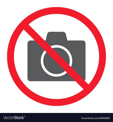 camera glyph icon prohibition  forbidden vector image