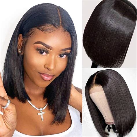 glueless short bob wigs human hair 4x4 lace front wigs for black women