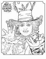 Alice Coloring Hatter Pages Mad Looking Through Glass Wonderland Sheets Adult Disney Fun Printable Adults Colouring Kids Cat Burton Para sketch template