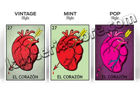 Canvas 8x10 El Corazon Loteria Card Stretched And Ready