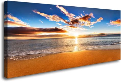 amazoncom  canvas prints wall art sunrise beach painting