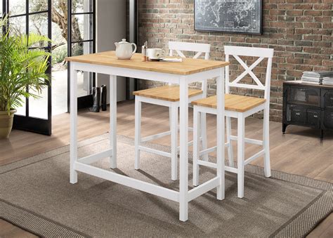 bologna counter height set natural white wood table  stools