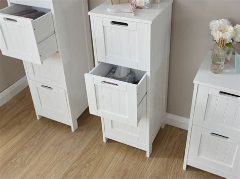 white modern colonial  drawer bathroom slim chest storage unit