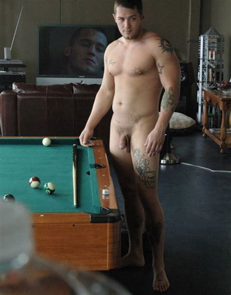 big dude shoots pool and shows cock men showing cock