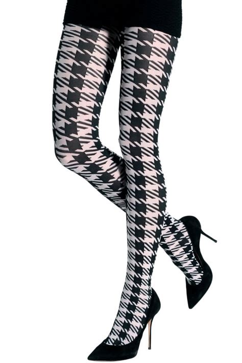 Emilio Cavallini Houndstooth Tights Patterned Tights At Leglicious