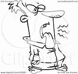 Coloring Tongue Sick Hanging Illustration Line Man His Royalty Clipart Rf Toonaday Ron Leishman Regarding Notes sketch template