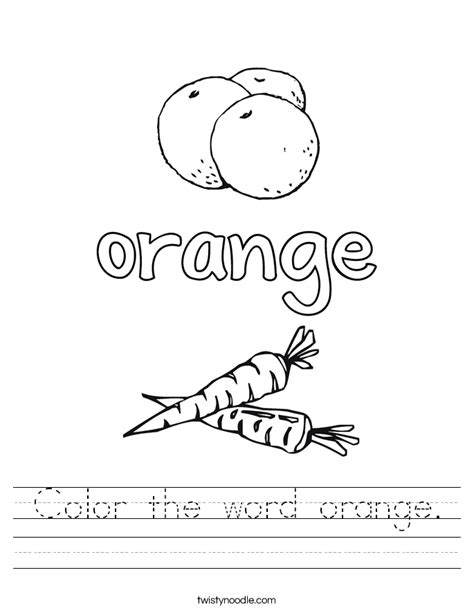 printable color orange worksheets printable word searches