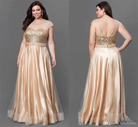 capped sleeve gold satin dresses cheap sequined bling prom dress high quality backless scoop