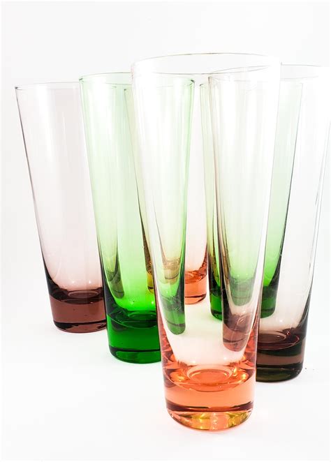 Gorgeous Extra Tall Multi Colored Glass Set Of 6