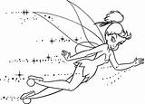 Coloring Pages Tinkerbell Quickly Fly Happily Disney sketch template