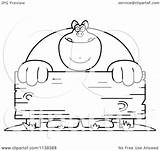 Sign Pig Outlined Buff Behind Wooden Clipart Cartoon Cory Thoman Coloring Vector 2021 sketch template