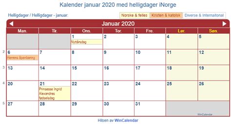 kalender  utskrift januar
