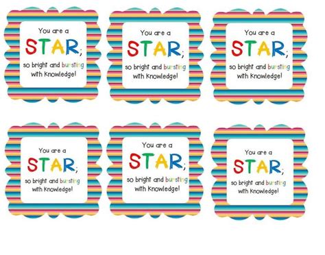 encouraging starburst gift tags  students