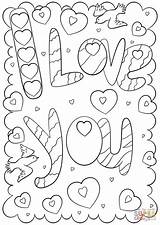 Coloring Card Pages Printable Doodle Valentine Cards Forever Valentines Color Dibujos Supercoloring Template Para Colorear Word Imprimir Words St San sketch template